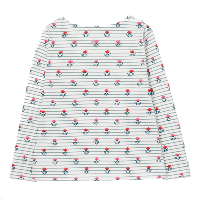 Joules Harbour Print Long Sleeve Jersey Top - Green Foulard-1